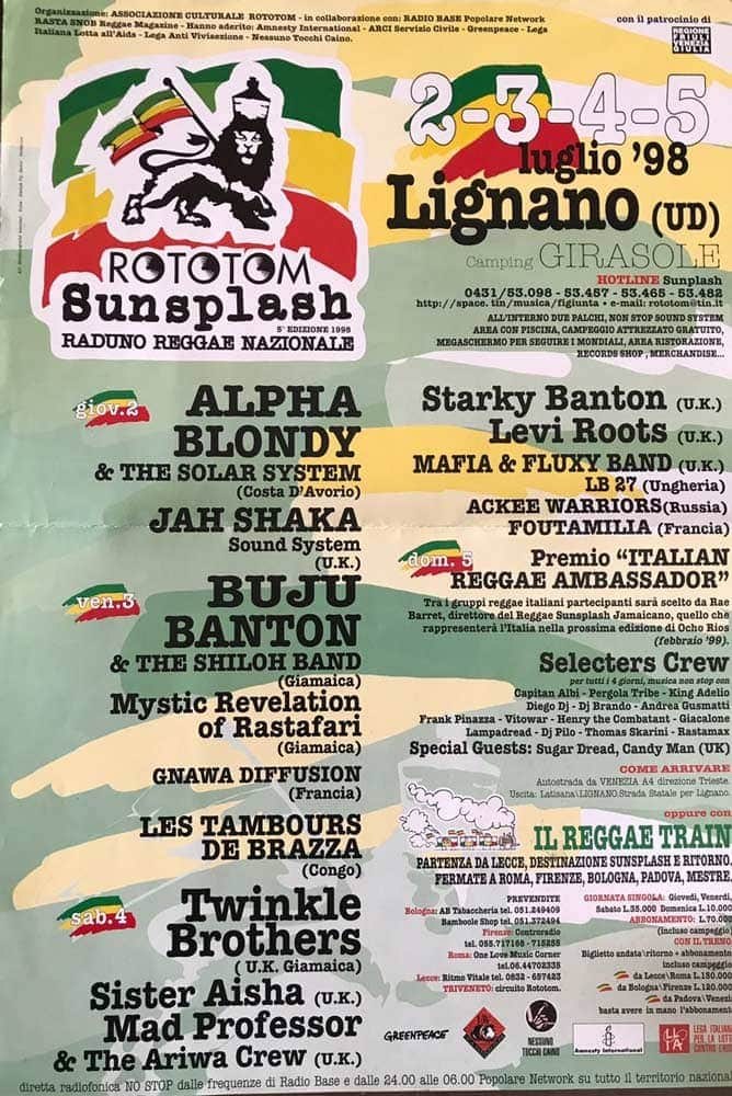Poster: Rototom Sunsplash 1998