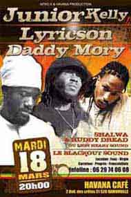 Flyer Junior Kelly, Lyricson & Daddy Mory - Concert le mardi 18 mars 2008 à Ramonville