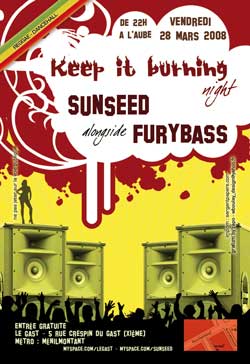 Flyer SunSeed & Fury Bass - Sound system le vendredi 28 mars 2008 à Paris