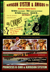 Flyer PRINCESS K-SHU AND FRIENDS - Sound system le samedi 26 avril 2008 à Paris