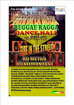 Flyer Junior Sound & Guest Fête la Muzik - Sound system le 21/06/2008 à Paris