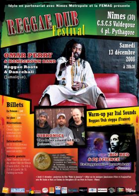 Flyer Omar Perry - Vibronics - Big Red - Festival le 12-13-2008 à Nîmes