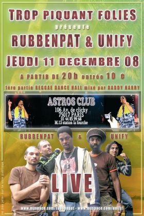Flyer RUBBEN PAT & UNIFY - Concert le 11/12/2008 à Paris