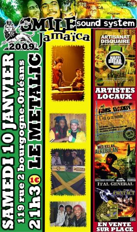 Flyer SMILE JAMAICA SOUND - Sound system le samedi 10 janvier 2009 à orleans