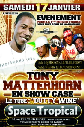 Flyer TONY MATTERHON - Concert le samedi 17 janvier 2009 à PIERRELAYE
