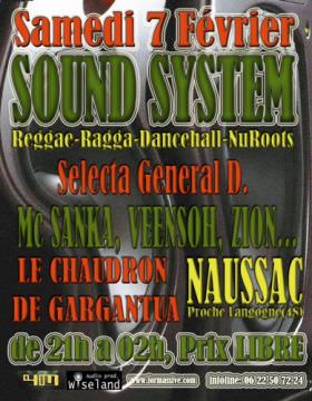 Flyer Da Sound+MC Sanka+Zion - Sound system le 02-07-2009 à naussac