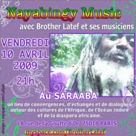 Flyer Nayabingy with Brother Latef - Concert le vendredi 10 avril 2009 à Paris