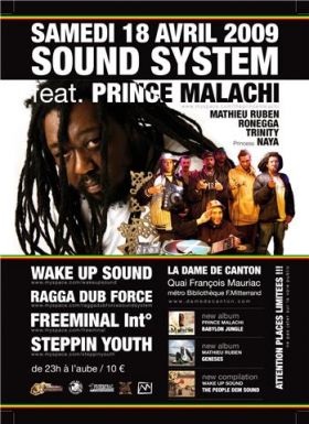Flyer Prince Malachi feat 4 big Sound - Sound system le 04-18-2009 à paris