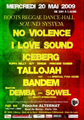 Flyer I Love+NonViolence+Tallojah+Iceberg - Sound system le 20/05/2009 à Paris