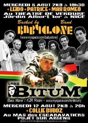 Flyer LORD BITUM & BABYCLONE BAND - Festival le mercredi 5 août 2009 à Nice