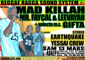 Flyer MAD KILLAH/MR FAYCAL/LEEVAYAH - Concert le samedi 13 mars 2004 à Grenoble