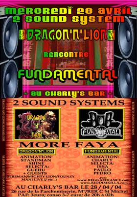 Flyer Dragon'n'Lion & Fundamental - Concert le mercredi 28 avril 2004 à Paris
