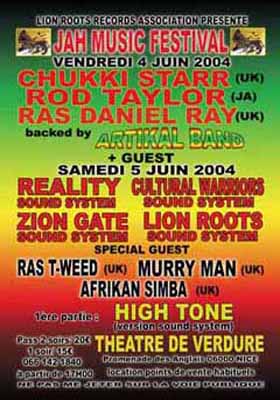 Flyer JAH MUSIC FESTIVAL - Concert le 06-04-2004 à Nice