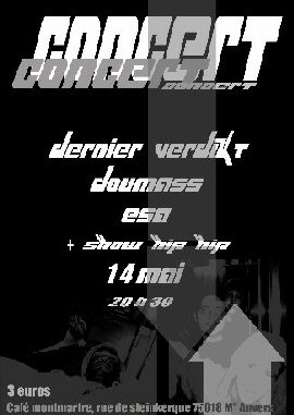 Flyer Dernier Verdikt, E.S.A. + Guests - Concert le 14/05/2004 à Paris