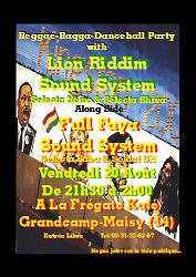 Flyer Lion Riddim sound - Full Faya sound - Concert le 20/08/2004 à GRANDCAMP MAISY