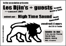 Flyer Djinn's + high time - Concert le vendredi 4 mars 2005 à Paris