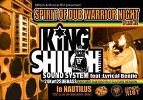 Flyer KiNG SHiLOH + LYRiCAL BENJiE - Concert le samedi 2 avril 2005 à bordeaux