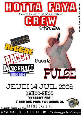 Flyer PULSE back by Hotta Faya Crew - Concert le jeudi 14 juillet 2005 à Fougères