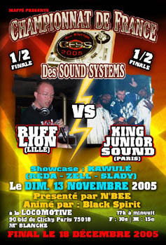 Flyer Championnat des sound system - Sound system le dimanche 13 novembre 2005 à Paris