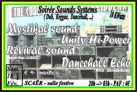 Flyer Mystikal-Unity Hi-power-Revival-Dan - Sound system le 18/02/2006 à SCAER