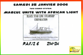 Flyer MARCUS UNITE WITH AFRICAN LIGHT - Sound system le 28/01/2006 à nantes