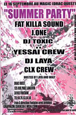 Flyer " SUMMER PARTY " - Sound system le 16/09/2006 à fontaine