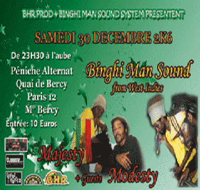 Flyer BINGHIMAN SOUND - Sound system le samedi 30 décembre 2006 à Paris