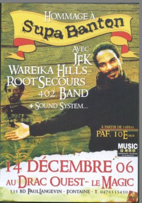 Flyer HOMMAGE A SUPA BANTON - Concert le 14/12/2006 à GRENOBLE/Fontaine