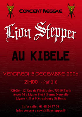 Flyer Lion Stepper - Concert le vendredi 15 décembre 2006 à Paris