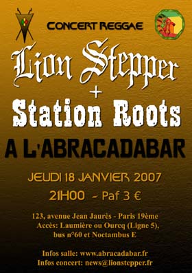Flyer Lion Stepper + Station Roots - Concert le jeudi 18 janvier 2007 à Paris