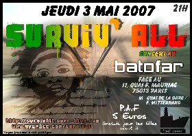 Flyer Surviv'All - Concert le jeudi 3 mai 2007 à Paris