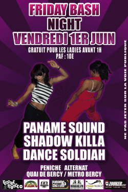 Flyer PANAME / DANCESOLDIAH /SHADOW KILLA - Sound system le 01/06/2007 à Paris