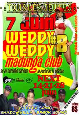 Flyer WEDDY WEDDY HOT &SEXY - Sound system le jeudi 21 juin 2007 à PARIS