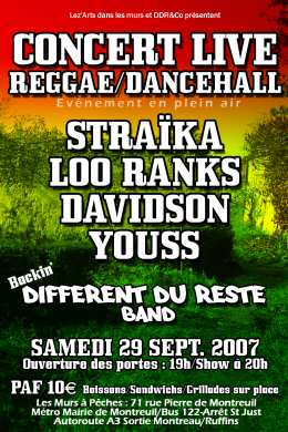 Flyer Straïka d,Loo Ranks,Youss,Davidson - Concert le 09-29-2007 à Montreuil