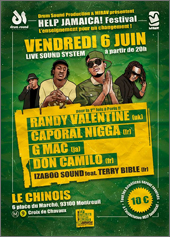 Help Jamaica! Festival avec Randy Valentine, Caporal Nigga, G Mac et Don Camilo